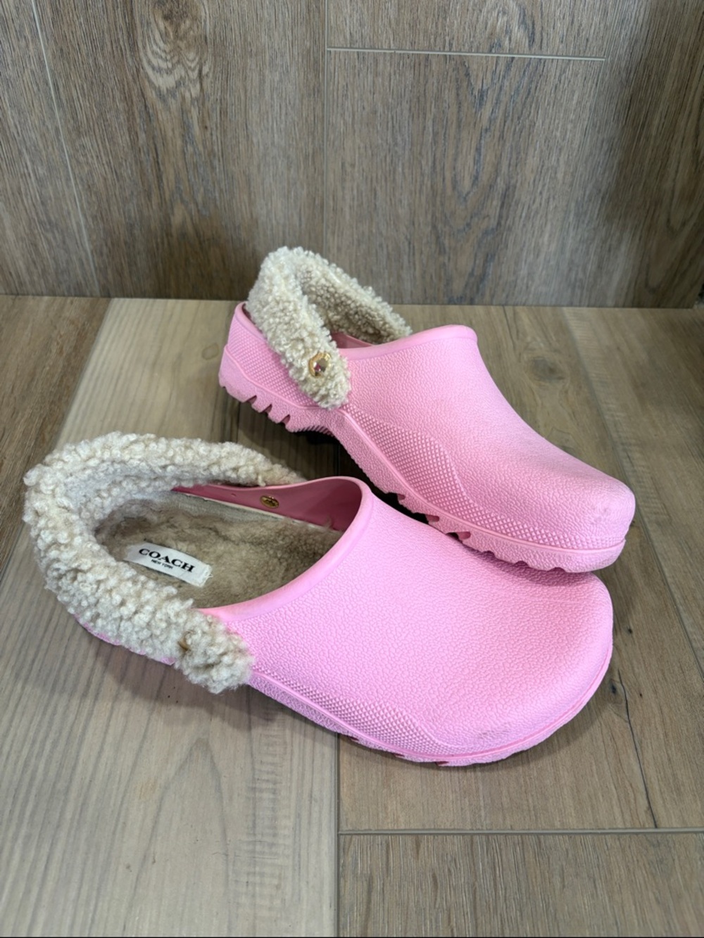 Coach LOLA Pink Rubber Sherpa Lined Slip-On Waterproof Clogs 10 *no hang tags*